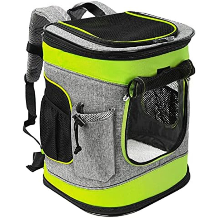 Рюкзак-переноска для собак та котів Kato Tirrinia, зелений. Підходить для середніх собак та кошенят, з сіткою для вентиляції.