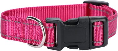 Нашийник для собак Türki (XL, Рожевий) з нейлону, з гравіюванням, світловідбиваючий, для великих, середніх та малих собак