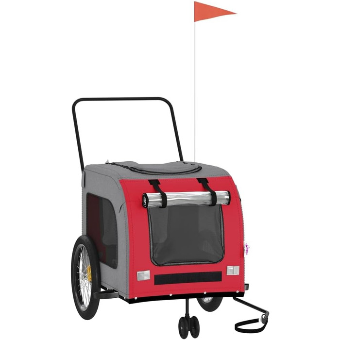 Фарм-причіп для собак Gecheer, чорний, Oxford-тканина, 68x134x73 см, червоний