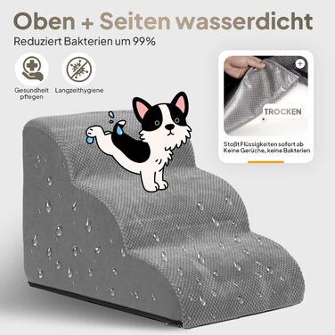 Сходинки для собак Mora Pets: 2 шт., 30 см, сірий, для маленьких собак та котів, з антиковзким покриттям