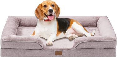 Ортопедичне ліжко для собак середніх та великих порід 109x84x21 см, високощільна губка, знімний водонепроникний чохол, комфортне, антиковзаюче (Хакі, XL)