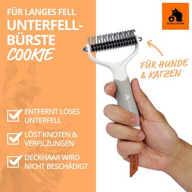 Підшерсткова щітка Cookie для собак, котів та коней | Для короткої та середньої шерсті | Видаляє підшерсток та запобігає утворенню ковтунів