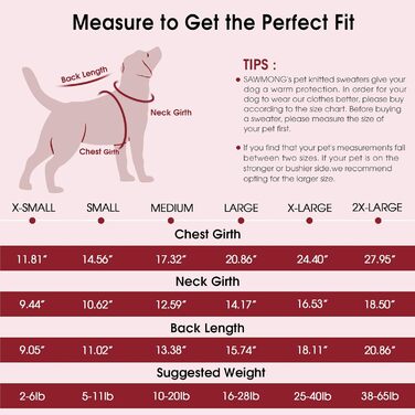 Пуловер для собак SAWMONG для великих собак, в'язаний пуловер з коміром-горловиною, світшот, класичний зимовий, теплий одяг для домашніх тварин для хлопчиків, дівчаток, пуловер для домашніх тварин, Чихуахуа, Французький бульдог (XX-Large, Червоний/Подорож