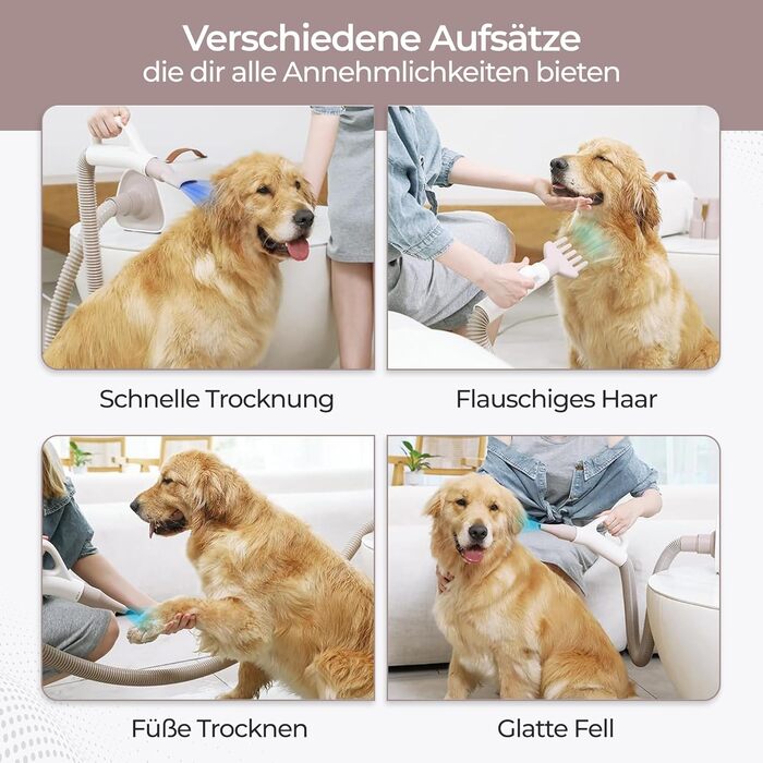 Фен для собак Olvy Hundefön: професійний сушар для догляду за шерстю з регулюванням швидкості та 4 насадками