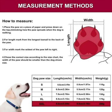 Чоботи для собак Dricar, 4 шт. Водонепроникні, антиковзні, з регульованими ремінцями. Зимові чоботи для собак середніх та великих порід для прогулянок на вулиці та в приміщенні (червоні, XXL)