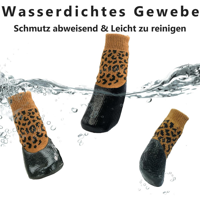 Водонепроникні шкарпетки для собак - захист лап, антиковзкі, 4 шт., для Лабрадора, Хаскі, леопардовий принт