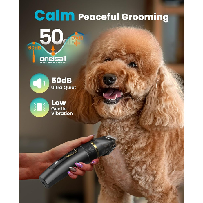 Машинка для стрижки собак Oneisall Leise Hundeschermaschine Upgrade Pro: професійна модель для собак та котів, акумулятор 2000mAh, водонепроникність IPX7, для догляду за шерстю вдома