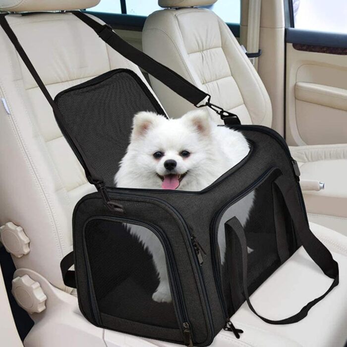 Транспортна переноска для котів та тварин, переноска для цуценят, зручна переноска для маленьких котів та собак, м'яка, дихаюча переноска (Чорна)