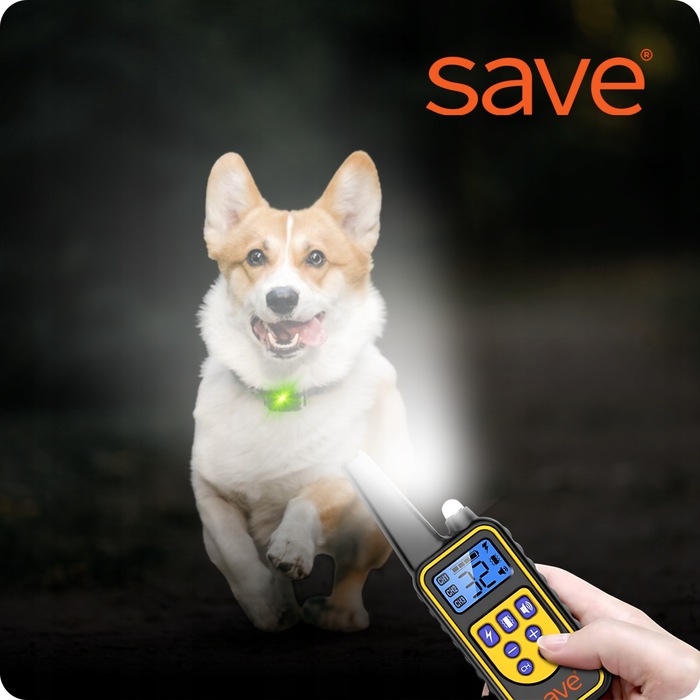 Електричний тренувальний нашийник для собак Save, чорна шкіра, розмір L/XL