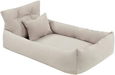 Ортопедичне ліжко для собак Juelle з штучної шкіри, диван для великих собак з ортопедичним матрацом, знімний чохол, миється, Hugo L-XXL (100x80 см, Бежевий)