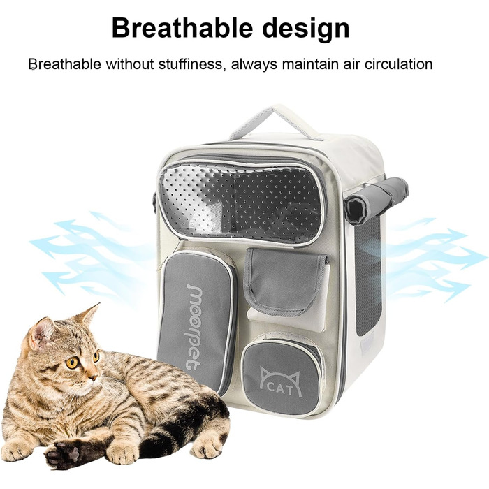 Рюкзак для кота та маленьких собак з вентиляцією, безпечною лінійкою та килимком для тварин