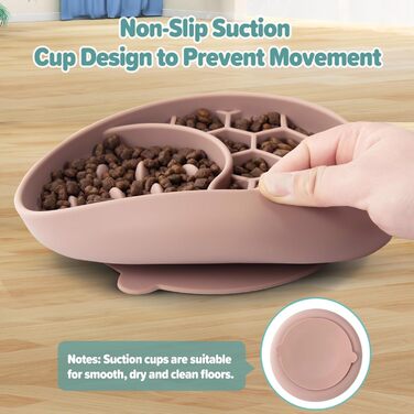 Миски для собак Slow Feeder, силіконові миски з присосками, антиковзні, для повільного годування, зменшують швидкість їжі, знімають тривогу та додають задоволення (Світло-зелений, Рожевий)