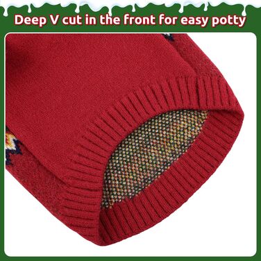 Теплий святковий пуловер для собак на Новий Рік: теплий, м'який, для малих та середніх порід, ідеальний для котів та собак, червоний, розмір M (44см)