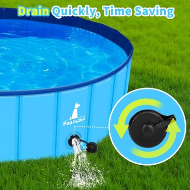 Басейн для собак Pourbibi, 160 x 30 см, розкладний, з ПВХ, антиковзаюча поверхня