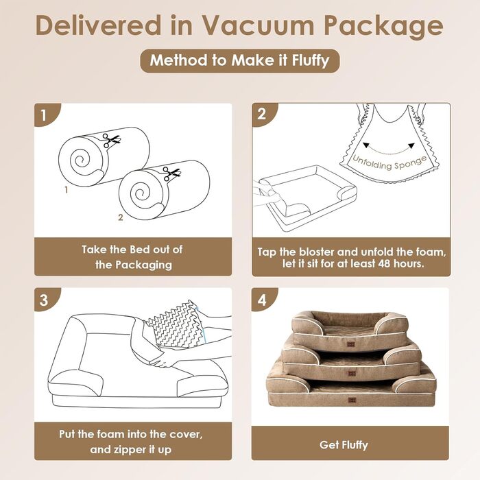 Ортопедичне ліжко для собак великих порід, 112x81 см, кошик для собак з Memory Foam XL, вологостійке собаче ліжко з високим бортиком, зручна собача кушетка, Kamel 112 x 81 x 17.5 см