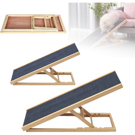 Рампа для котів та собак 3-в-1 Hunderampe – 100 см, з дерева, регульована висота (30-60 см), з антиковзним килимком, для ліжка/автомобіля/дивану