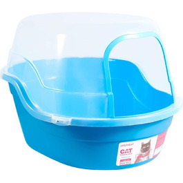 Великий туалет для кішок з кришкою XXL, Jumbo, блакитний, 63x48x43 см, для великих порід