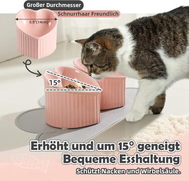 Набір мисок для котів Katzennapf Set: підняті миски, кераміка, проти слизької поверхні, набір з двох мисок, зелений & темно-зелений (рожевий & рожевий)