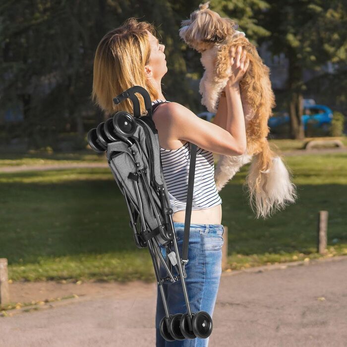 Візок для собак Wedyvko: переносна модель для цуценят, собак та котів до 15 кг, темно-сірий