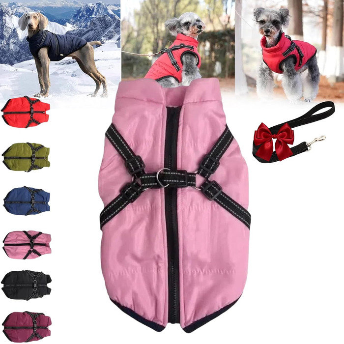 Зимова куртка для собак Furryking 3 в 1 з капюшоном, водонепроникна та вітрозахисна, для активних прогулянок (зелена, XXXXXL)