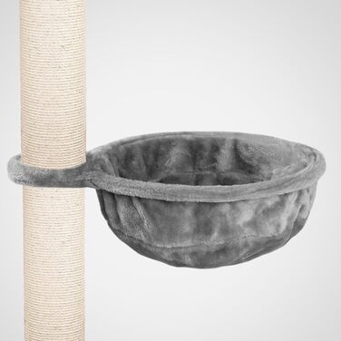 Лежанка для кота HappyPet XL на когтедрапці, Ø 40 см, сталевий каркас, плюш 440 г, до 15 кг, сіра