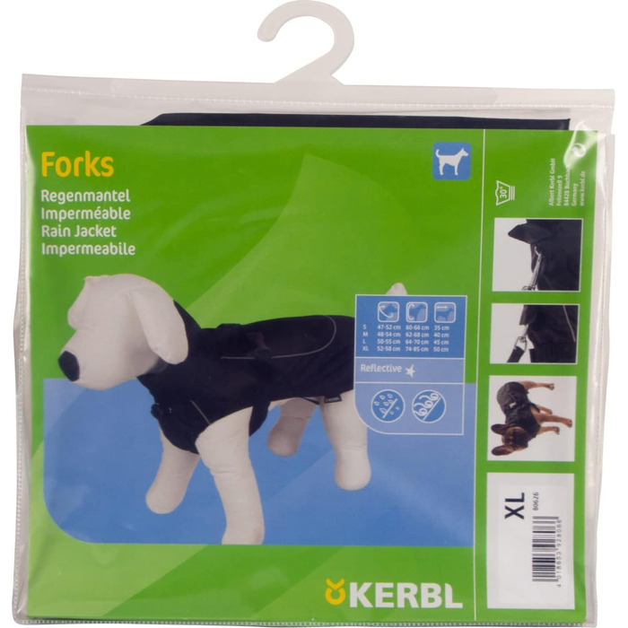 Дощовик для собак Kerbl Fork чорний, 35 см