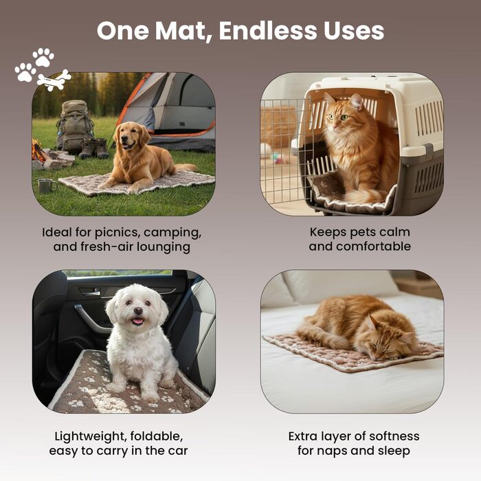 Килимок для собак та котів PetMat з органічної бавовни, 40,6 x 61 см, двосторонній, м'який, стильний, для лежанок, 16X24, Mokka-Baiser та Beige