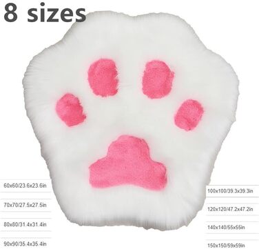 Килимок з імітацією собачих лапок, штучне хутро, 70x70 см, білий