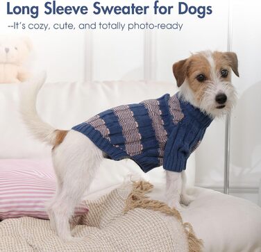 Теплий зимовий пуловер для собак маленьких порід з отвором для повідка, з малюнком 