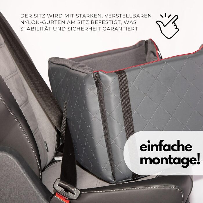 Автомобільний лежак для собак Golden Dog - сірий, 65x53x27 см, з кріпленням на ремінь безпеки, водонепроникний, для пасажирського сидіння, складаний