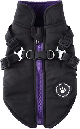 Теплий зимовий одяг для собак: куртка з блискавкою, утеплена, для цуценят, малих, середніх та великих порід (Чорний, S)