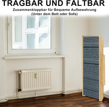 Сходинки для собак 2-в-1 зі справжнього дерева (сосна) – складані, протиковзні, для виходу на вулицю, до 80 кг, 100×46×9 см