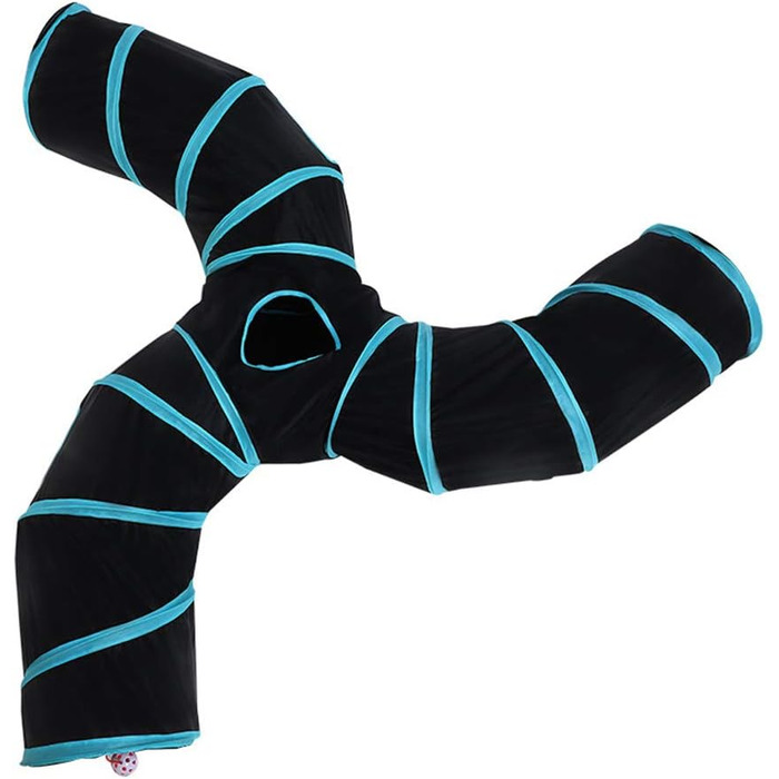 Туннель для котів Alnicov S-подібний, 3-х стороння конструкція, складаний, інтерактивна іграшка-лабіринт для кошенят, цуценят, кроликів та морських свинок з сумкою для зберігання