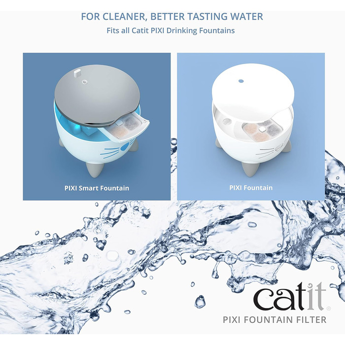 Питний фонтан для котів Catit Pixi 2,5 л білий + набір з 3 фільтрів
