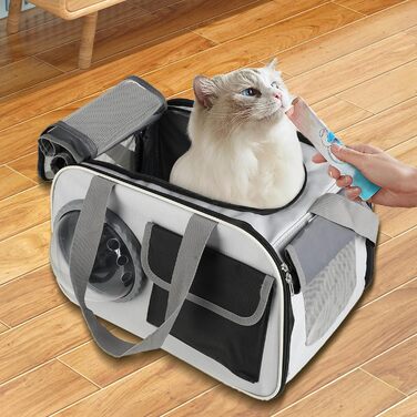 Складана переноска для тварин 45x26x28 см – для котів та собак до 8 кг – для авто, літака та поїзда, стабільна, вентильована та легка