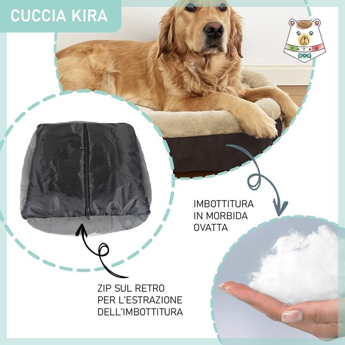 Кіжувал для собак та котів Kira Small – знімний, м'який, неслизький, машинне прання, 51x46x18 см, бежевий