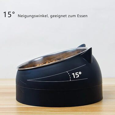 Набір мисок для котів з нержавіючої сталі, 2 шт., нахил 15°, 400 мл, для корму та води, знімні миски для котів та собак