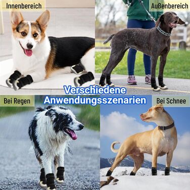 Чоботи для собак: захист подушечок лап [4 шт.], водонепроникні та дихаючі, з неслизькою підошвою та світловідбиваючим кріпленням. Підходять для малих, середніх та великих собак. Зручні чоботи для прогулянок на вулиці.