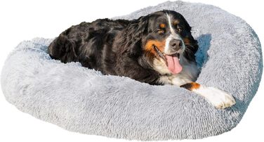 Кругле ліжко для собак та котів, 120 см, сріблясто-сірий колір. Зручне, м'яке, ручної роботи, можна прати.