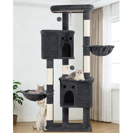 Комплекс для котів Kratzbaum XXL 213 см: Дряпка-стовп, будиночок, платформа, гамак - Сірий когтеточка для великих котів