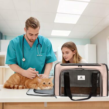 Транспортна сумка для котів та маленьких собак – складана, добре провітрювана переноска. Сумка для котів з водонепроникним вкладишем для безпечного транспортування до ветеринара, у подорожах та в автомобілі (Коричнева)