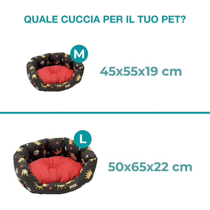 Baroni: М'яке кругле ліжко для собак та котів, 45x55 см, червоно-чорне з коронами, для дому, миття