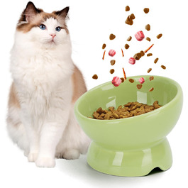 Керамічні миски для котів Nobleza (2 шт.) з нахилом 15° - антиблювотні миски для корму та води, підходять для котів та маленьких собак, білий колір