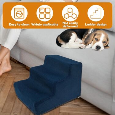 Сходинка для собак Haustiertreppe: 3 сходинки, 27 см, з неслизьким покриттям, для маленьких собак, котів, на ліжко, диван, авто