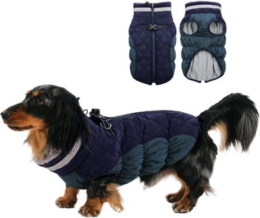 Зимовий одяг для собак CITETOILE: теплий водонепроникний жилет з флісовою підкладкою та світловідбиваючими елементами (М, темно-синій)