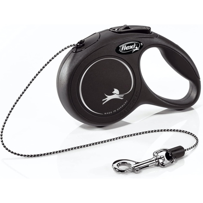 Повідок рулетка FLEXI Classic XS, 3 м, до 8,2 кг, шнур, чорний, ергономічний, не плутається, для собак