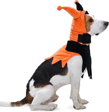Костюм на Хелловін для собак Lelepet з капелюхом та мантією, оранжевий, з зигзагом (Sunset Chevron), для маленьких, середніх та великих собак