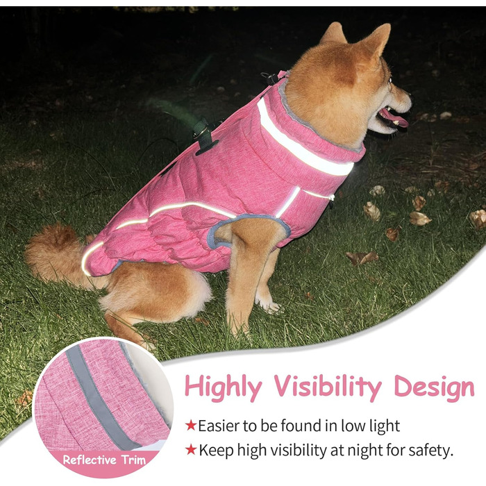 Водонепроникний та вітронепроникний теплий зимовий накид для собак, розмір M (рожевий, XL), з інтегрованою шлейкою, для цуценят та маленьких/великих собак