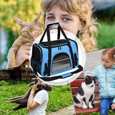Сумка-переноска для собак – сумочка на плече, розкладна, прозора туристична сумка | Легка переноска для цуценят та маленьких собак, зручний рюкзак для подорожей, Trans (блакитна)
