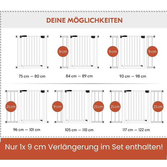 Захисне ворота для дітей Hauck Clear Step Autoclose 2, білий колір, регульована ширина 75-80 см, висота 77 см, самозакривне, без свердління, зручний вхід, двостороннє відкриття однією рукою